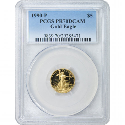 1990-P 1/10 oz Proof American Gold Eagle Coin PCGS PR70 DCAM