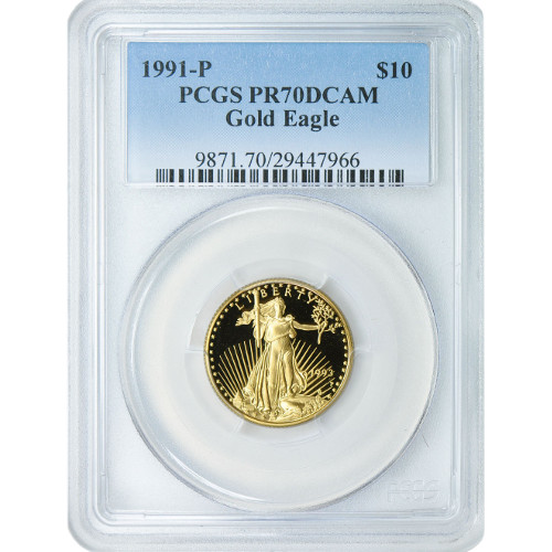1991-P 1/4 oz Proof American Gold Eagle Coin PCGS PR70 DCAM
