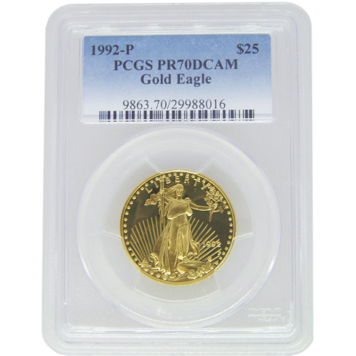 1992-P 1/2 oz Proof American Gold Eagle Coin PCGS PR70 DCAM