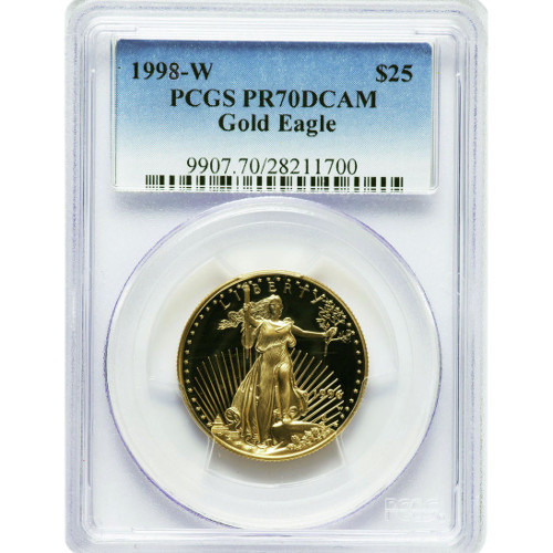 1998-W 1/2 oz Proof American Gold Eagle Coin PCGS PR70 DCAM