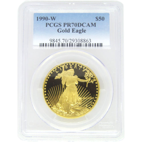 1990-W 1 oz Proof American Gold Eagle Coin PCGS PR70 DCAM