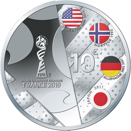 2019 10 Euro FIFA Women's World Cup Volley Proof Silver Coin
