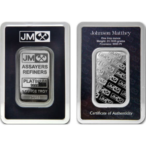 1 oz Johnson Matthey Platinum Bar (w/ Assay)