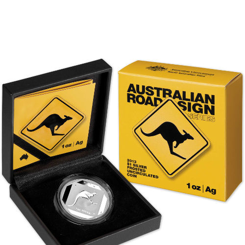 2013 1 oz Australian Silver Kangaroo Road Sign Coin (BU)