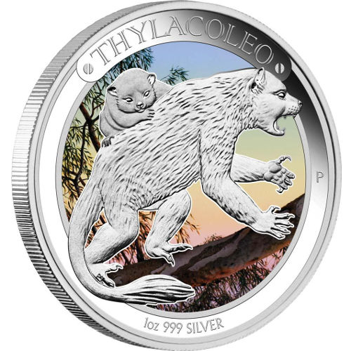 2014 1 oz Australian Silver Thylacoleo Megafauna Proof Coin