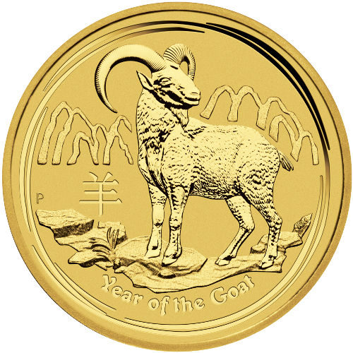 2015 1/20 oz Australian Gold Lunar Goat Coin (BU)