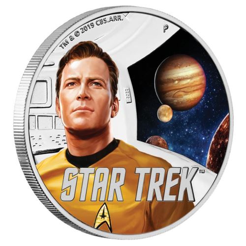 2019 1 oz Proof Tuvalu Star Trek The Original Series Captain Kirk Silver Coin (Box + CoA)
