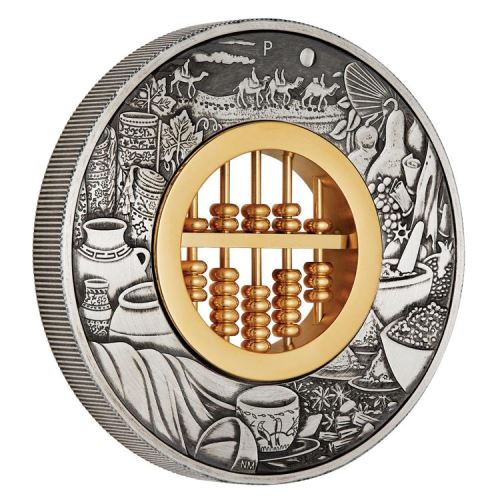 2019 2 oz Antique Tuvalu Abacus Silver Coin (Box + CoA)
