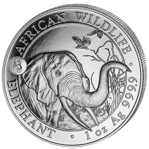 2018 1 oz Somalia Silver Elephant Dog Privy Coin (BU)