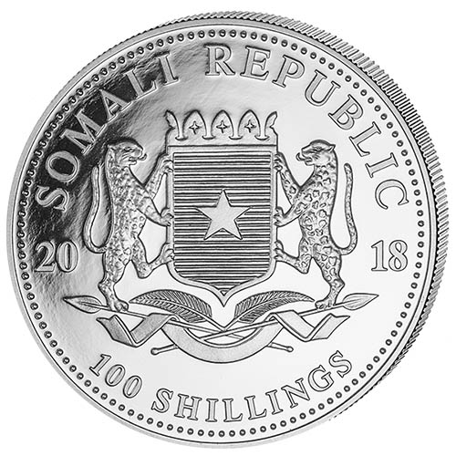 2018 1 oz Somalia Silver Elephant Dog Privy Coin (BU)
