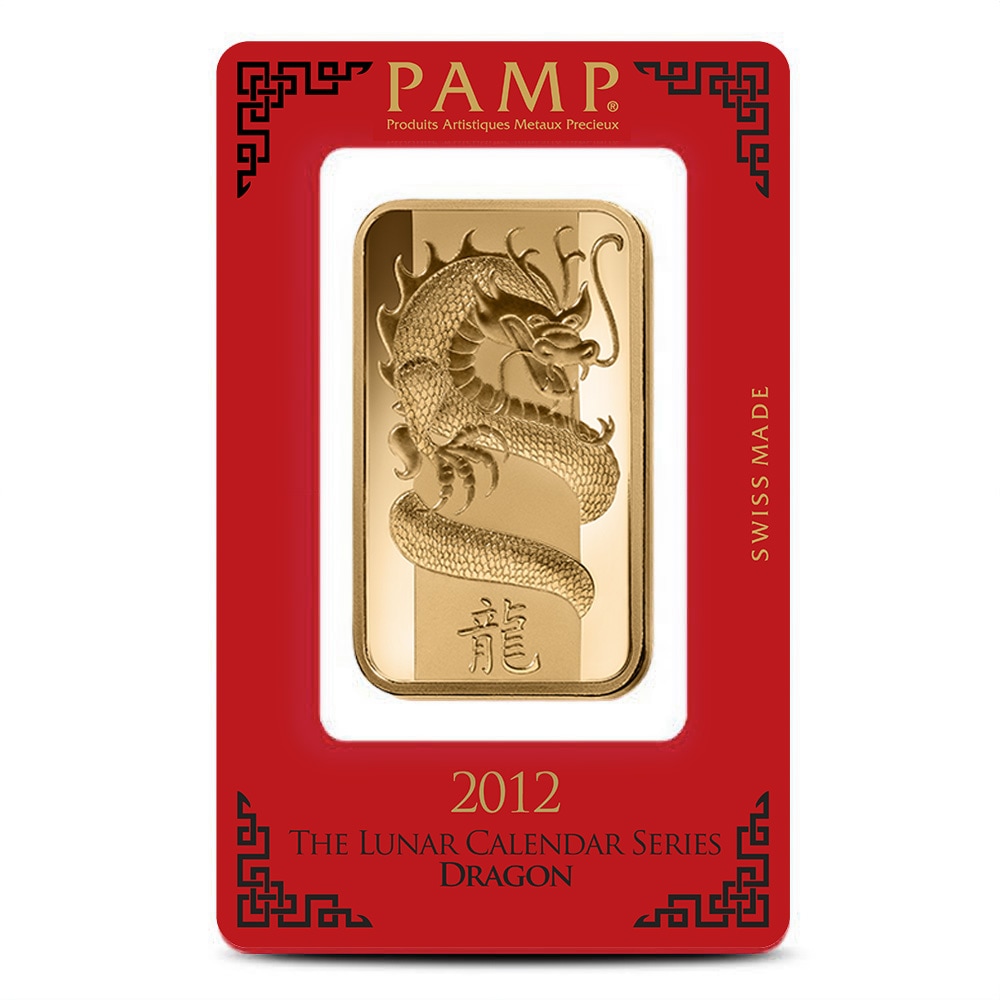 100 Gram PAMP Suisse Lunar Dragon Gold Bar (New w/ Assay)