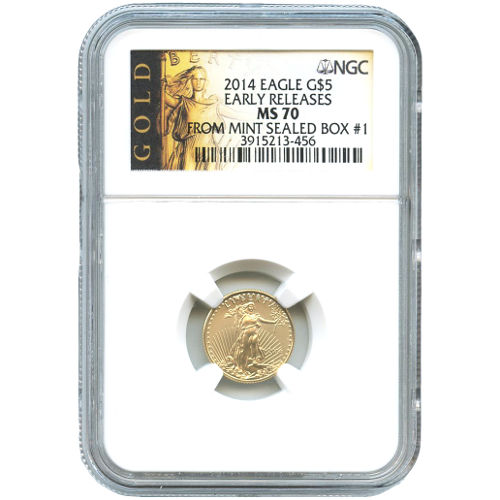 2014 1/10 oz American Gold Eagle Coin NGC MS70 (From Box #1)