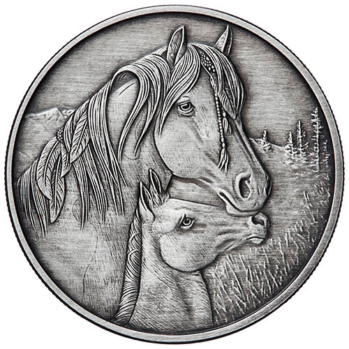 1 oz Antique Lisa Parker Collection Apache Silver Round (New w/ CoA)