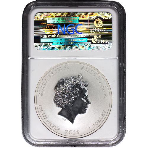 2015 1 oz Australian Silver Lunar Goat Coin NGC MS70
