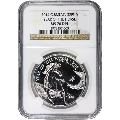 2014 1 oz British Silver Lunar Year of the Horse Coin NGC MS70 DPL