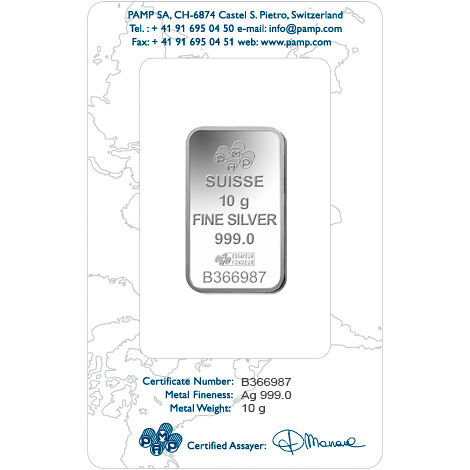 10 Gram PAMP Suisse Fortuna Silver Bar (New w/ Assay)