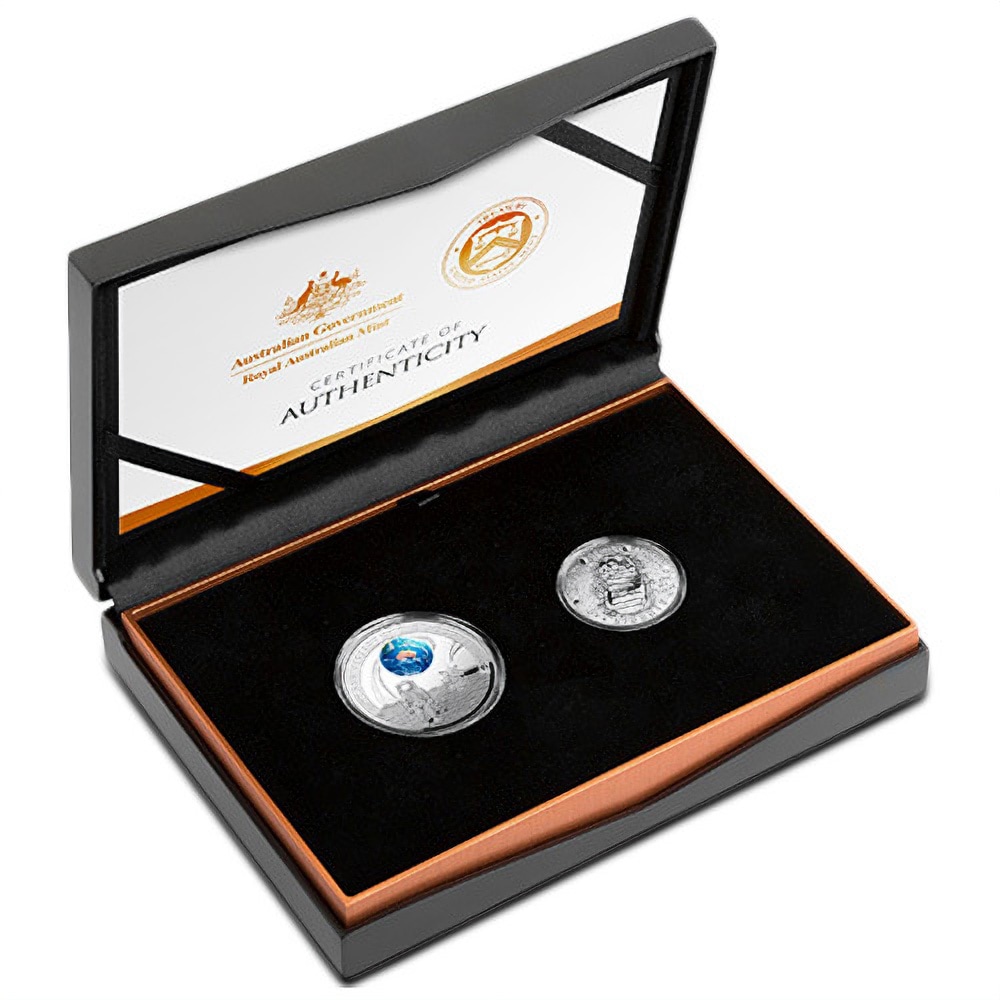 2019 Proof Australian Lunar Landing Silver and Cupro-Nickel 2-Coin Set (Box + CoA)