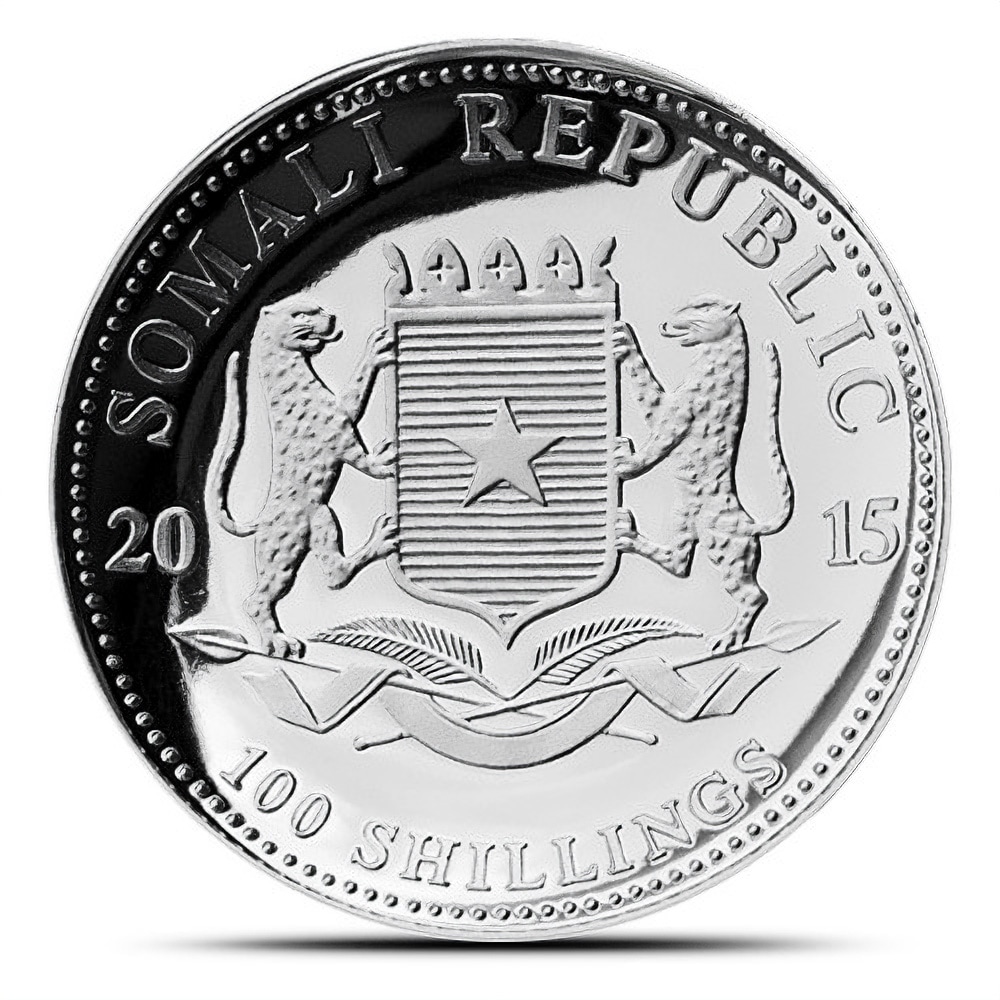 2015 1 oz Somalia Silver Elephant Proof Coin (High Relief)