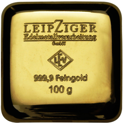 100 Gram Geiger Edelmetalle Cast Square Gold Bar (New)