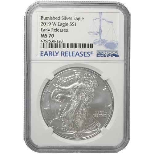 2019-W 1 oz Burnished American Silver Eagle Coin NGC MS70 ER