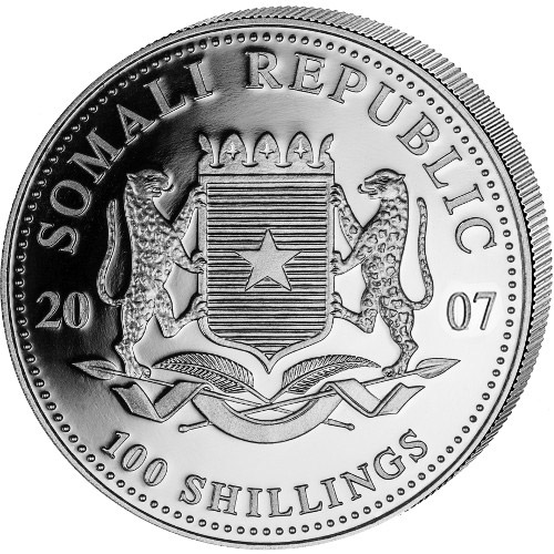 2007 1 oz Somalia Silver Elephant Coin (BU)