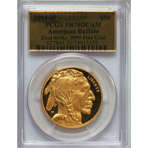 2014-W 1 oz American Gold Buffalo Coin PCGS PR70 DCAM FS (Gold Foil Label)