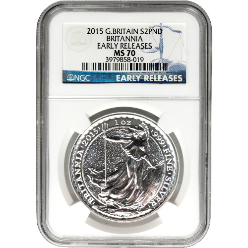 2015 1 oz British Silver Britannia Coin NGC MS70 ER