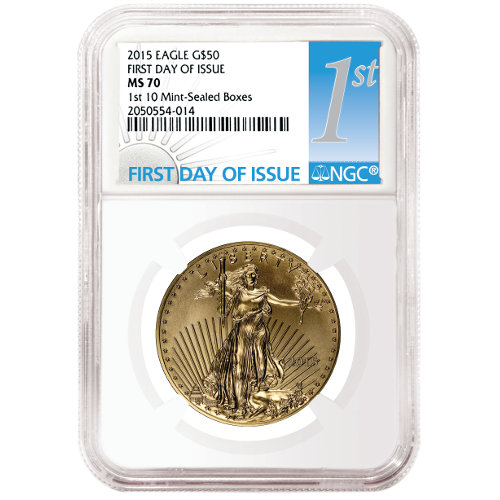 2015 1 oz American Gold Eagle Coin NGC MS70 (First 10 Boxes)