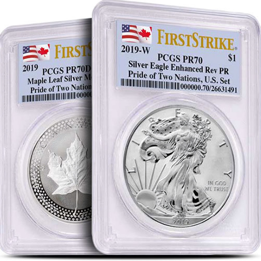 2019 US Mint Pride of Two Nations Silver 2-Coin Set PCGS PR70 (First Day of Issue)