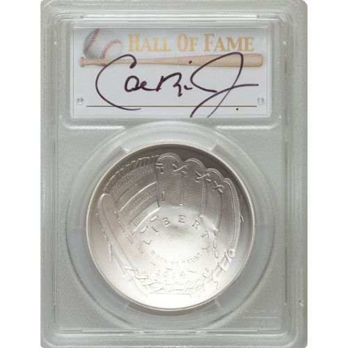 2014-P $1 Baseball HOF Silver Coin PCGS MS70 (Ripken Label)