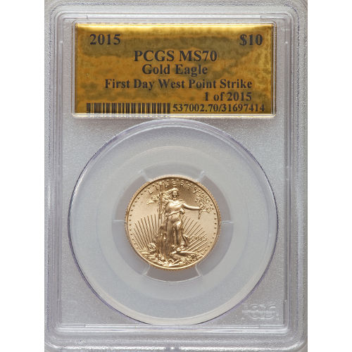 2015 1/4 oz American Gold Eagle Coin PCGS MS70 (Gold Foil Label)