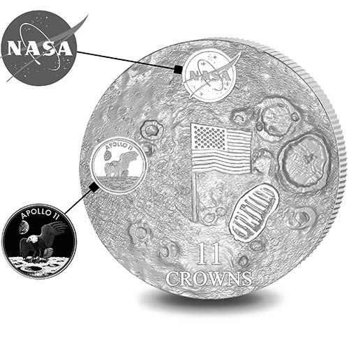 2019 11 oz First Man On The Moon Silver Coin (Ultra High Relief)
