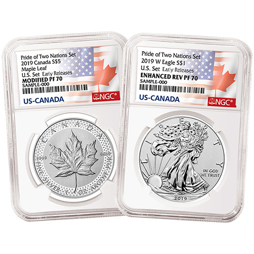 2019 US Mint Pride of Two Nations Silver 2-Coin Set NGC PF70 ER