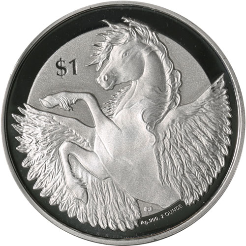 2019 2 oz British Virgin Islands Silver Reverse Frosted Pegasus Coin (BU)