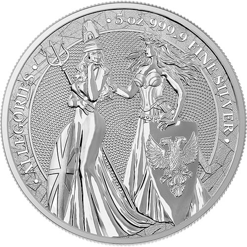 2019 5 oz Germania The Allegories Britannia & Germania Silver Round (Box + CoA)