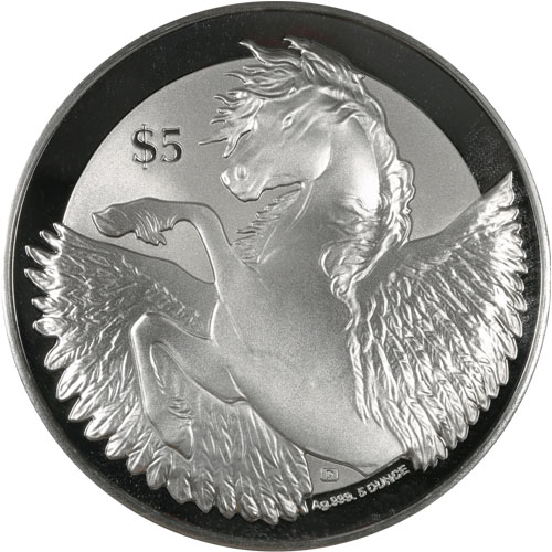 2019 5 oz British Virgin Islands Silver Reverse Frosted Pegasus Coin (BU)