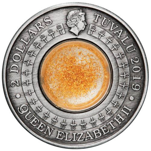 2019 2 oz Antique Tuvalu Golden Treasures of Ancient Egypt Silver Coin (Box + CoA)