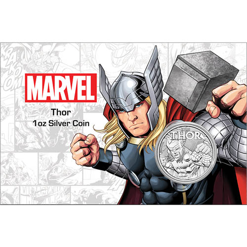 2018 1 oz Tuvalu Thor Marvel Series Silver Coin (In Card, BU)