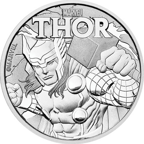 2018 1 oz Tuvalu Thor Marvel Series Silver Coin (In Card, BU)