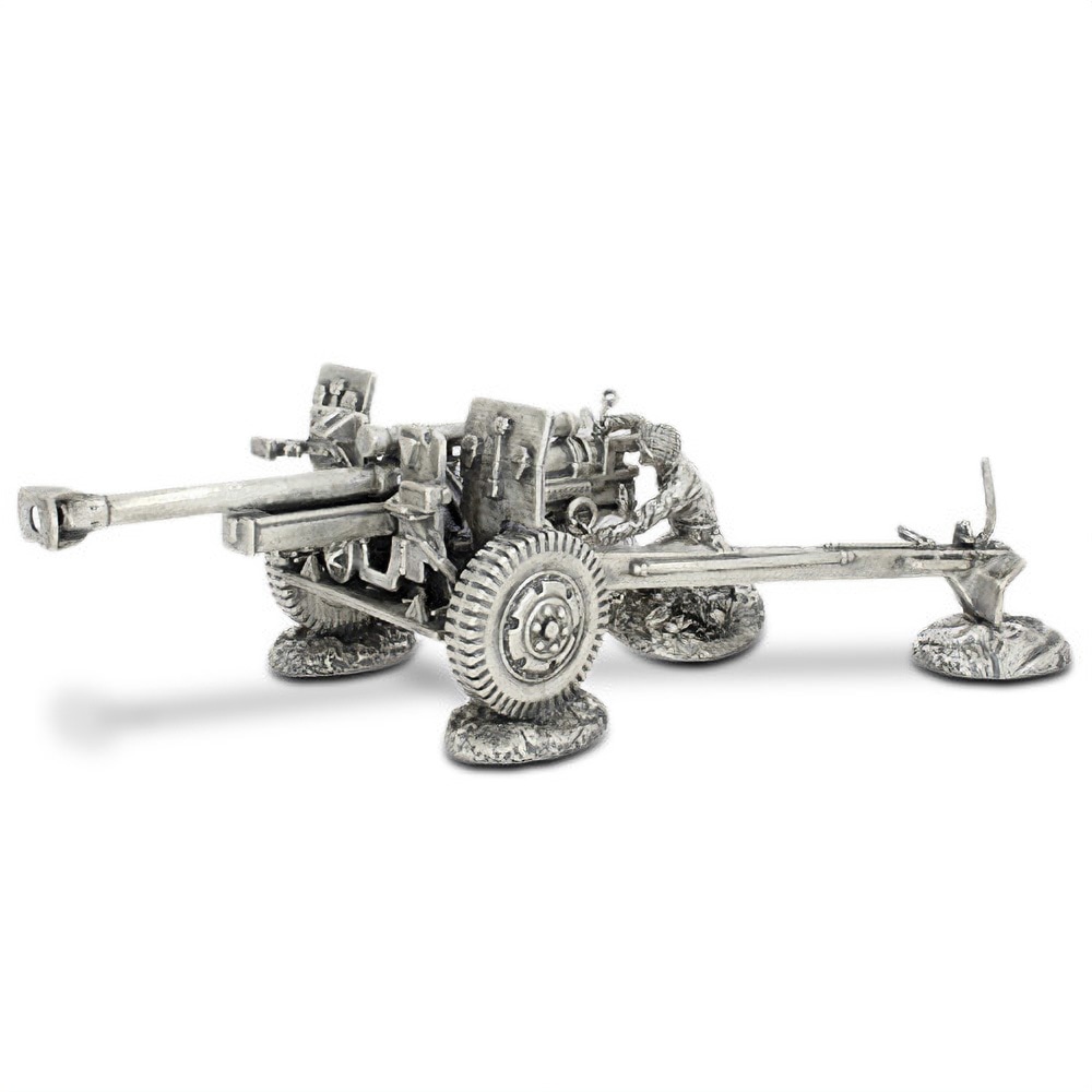 38 oz Antique Finish Silver Soldiers Collection Howitzer Cannon Statue (Box + CoA)