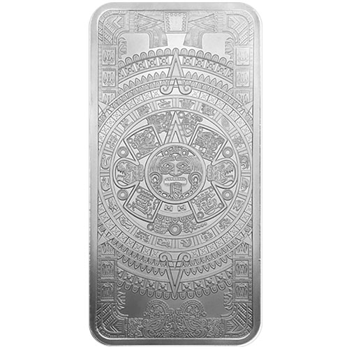 10 oz Aztec Calendar Silver Bar (New)