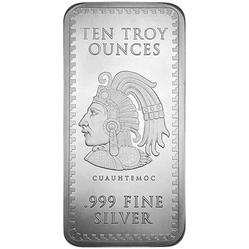 10 oz Aztec Calendar Silver Bar (New)