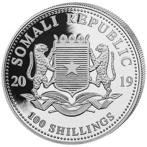 2019 1 oz Somalia Silver African Wildlife Leopard Coin (Gilded, BU)