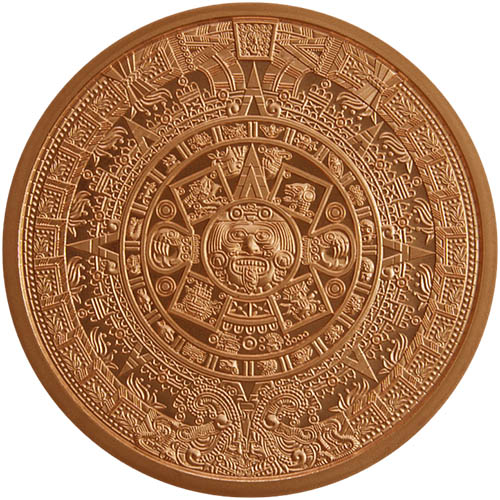 2 oz Aztec Calendar Copper Round (New)