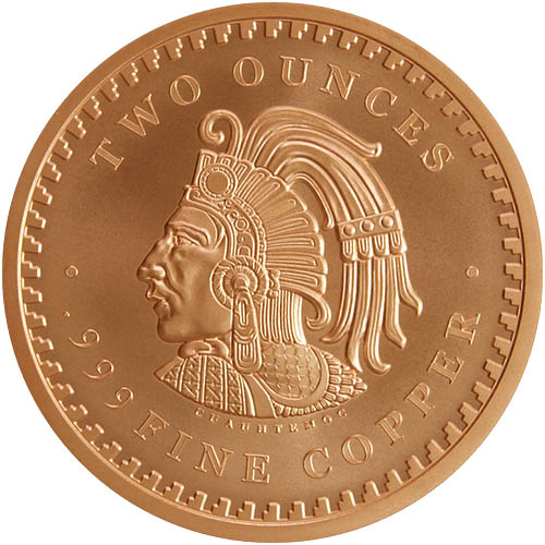 2 oz Aztec Calendar Copper Round (New)