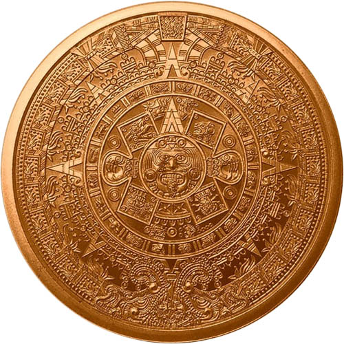 1 oz Aztec Calendar Copper Round (New)