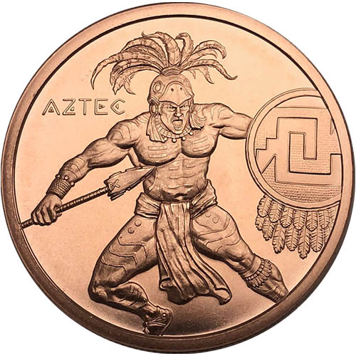 1 oz Aztec Warrior Copper Round (New)