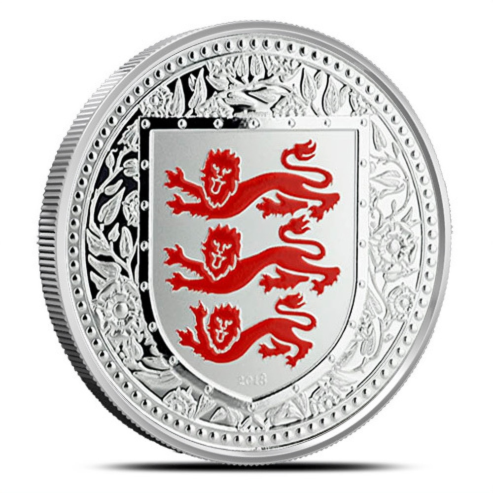 2018 1 oz British Silver Royal Arms of England Gibraltar Reverse Proof Coin (Red)