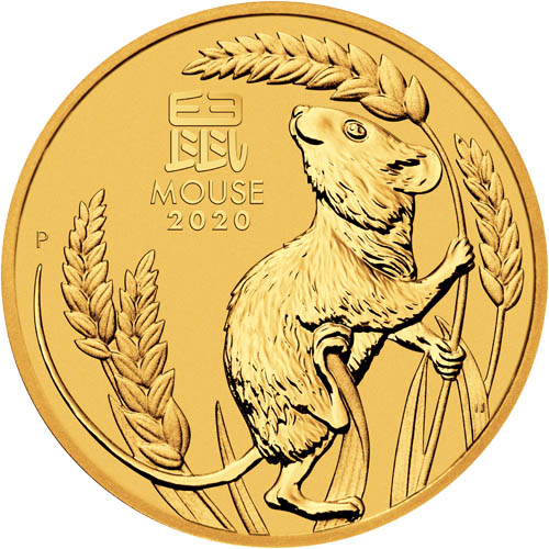 2020 1 oz Australian Gold Lunar Mouse Coin (BU)