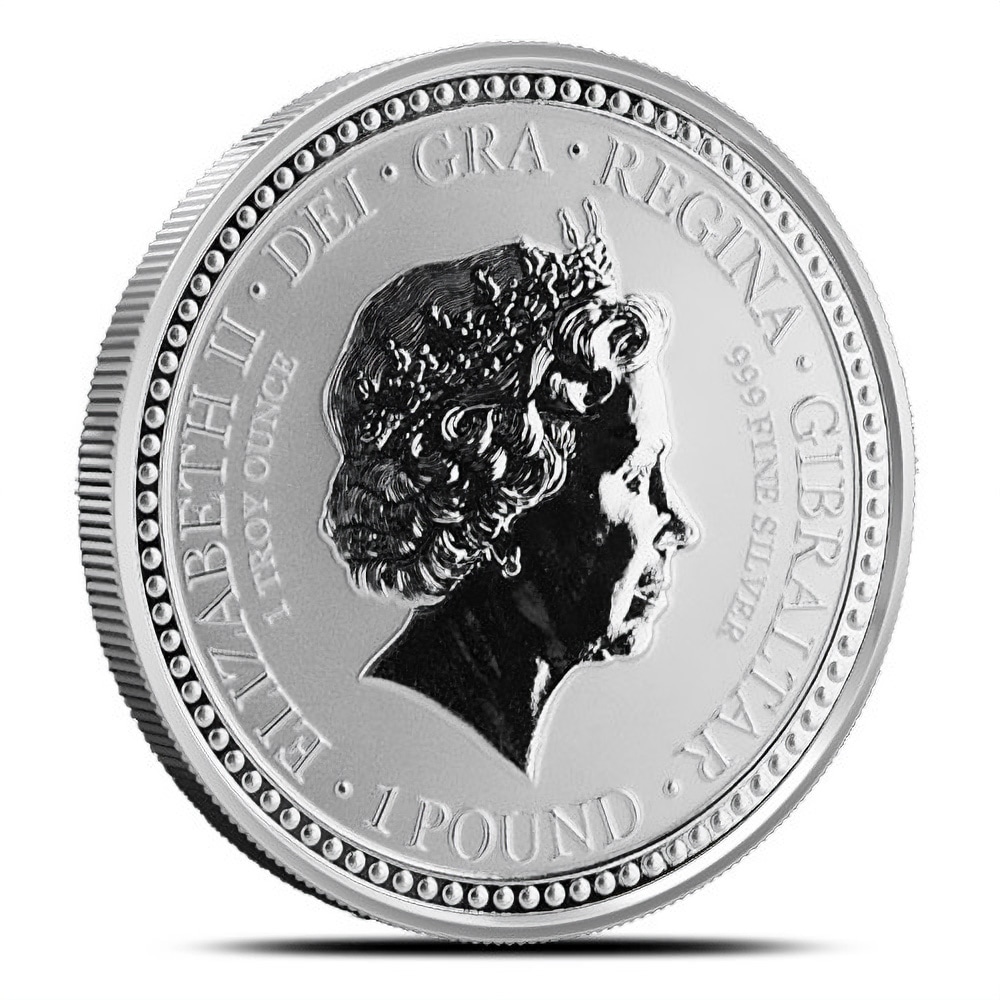 2018 1 oz British Silver Royal Arms of England Gibraltar Reverse Proof Coin (Purple)